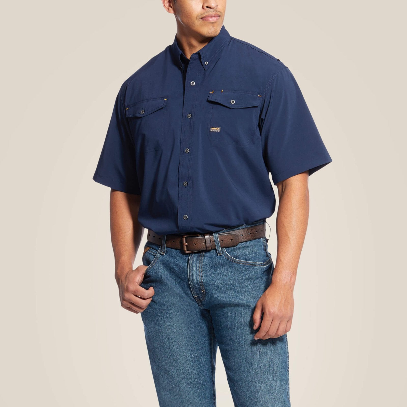 Ariat Rebar Made Tough VentTEK DuraStretch Navy Work Shirt