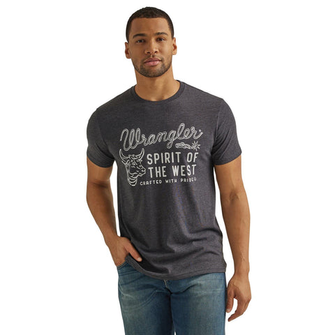 Wrangler Mens Spirit of the West Caviar Heather Tshirt