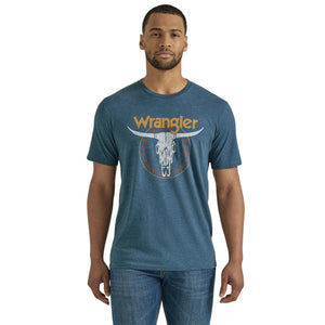 Wrangler Mens Midnight Navy Southwest Skull Regular Tshirt