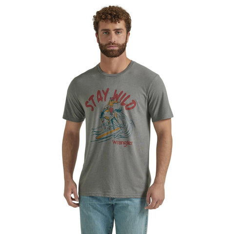 Wrangler Mens Pewter Stay Wild Surfer Tshirt