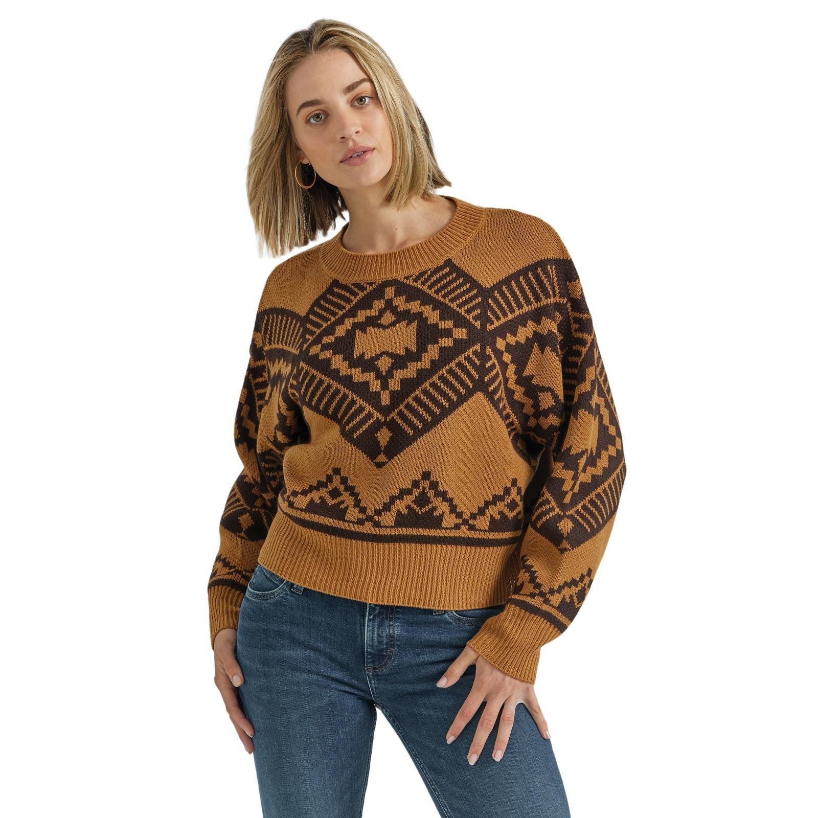 Wrangler Ladies Brown Retro Americana Aztec Sweater