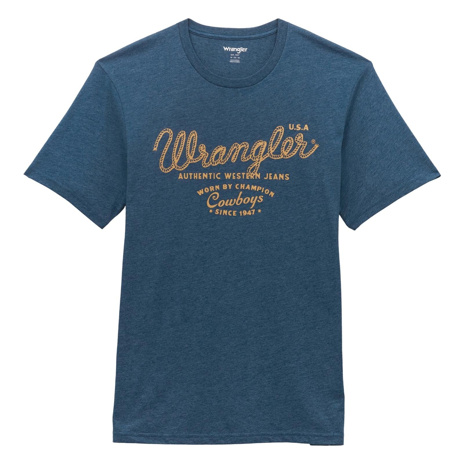 Wrangler Mens Dark Denim Heather Authentic Wrangler Jeans Tshirt