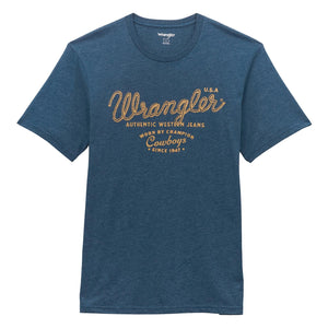 Wrangler Mens Dark Denim Heather Authentic Wrangler Jeans Tshirt