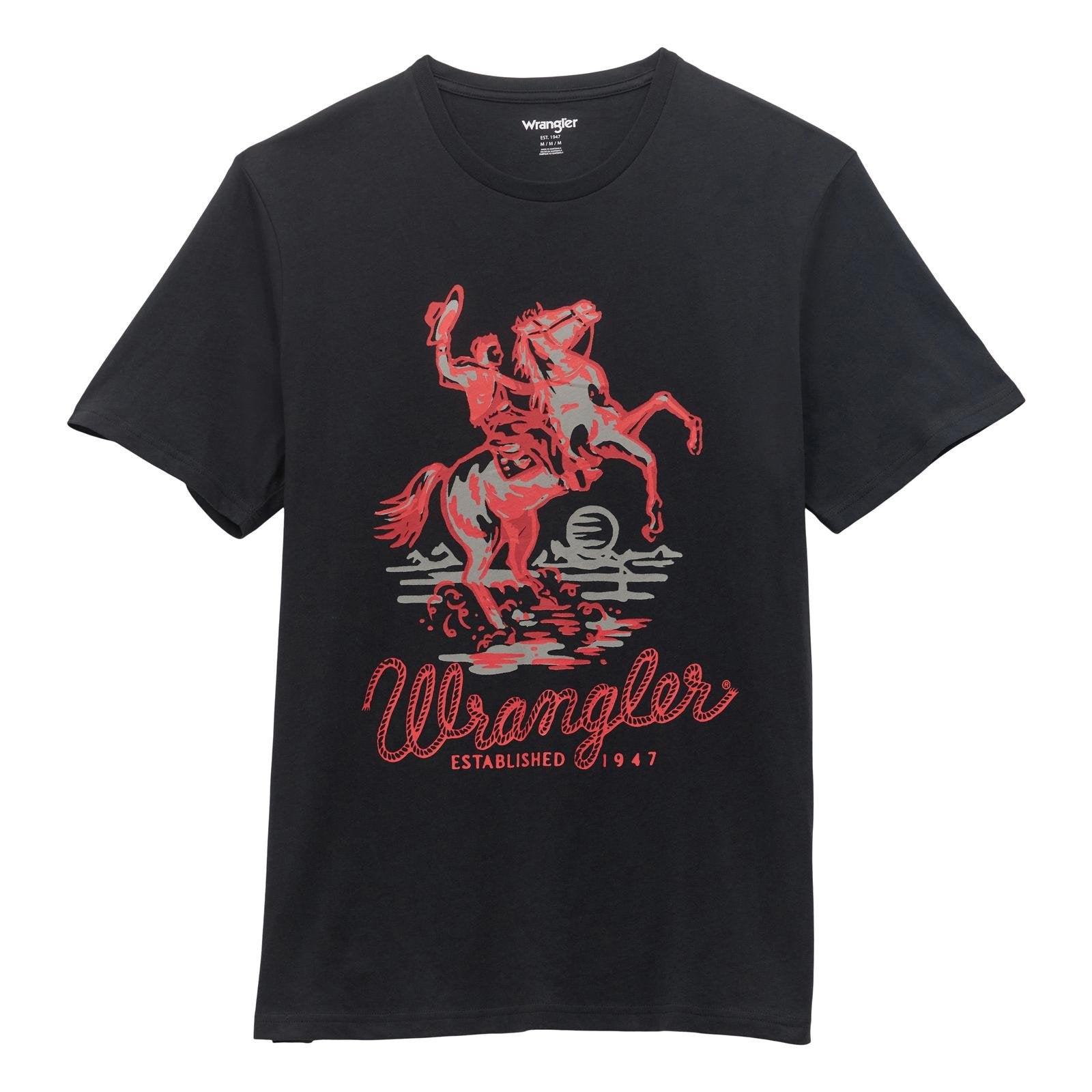 Wrangler Mens Washed Black Western Cowboy Tshirt