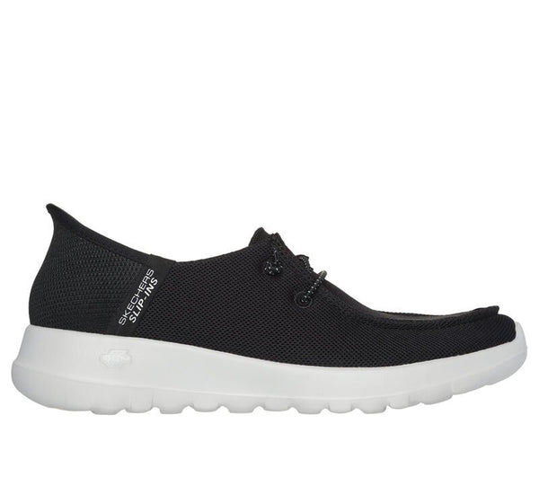 Skechers Ladies Black/White Idalis Go Walk Joy Slip In Shoes