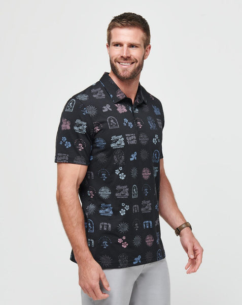 Travis Mathew Mens Black Tourist Season Polo