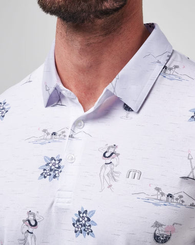 Travis Mathew Mens White Island Paradise Polo