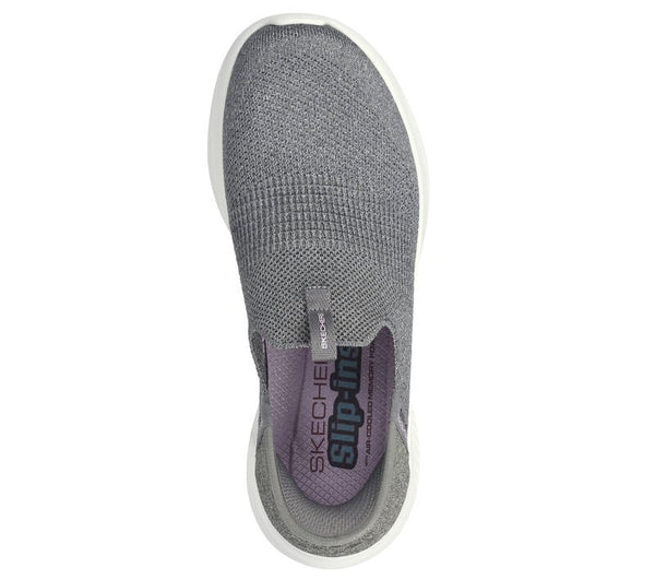 Skechers Ladies Grey Ultra Flex 3.0 Smooth Step Slip In Shoe