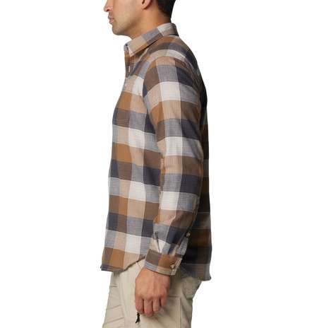 Columbia Mens Dark Stone Ombre Buffalo Cornell Woods Flannel LS Shirt