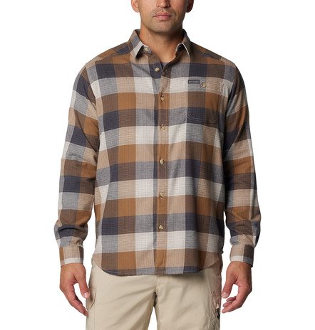 Columbia Mens Dark Stone Ombre Buffalo Cornell Woods Flannel LS Shirt