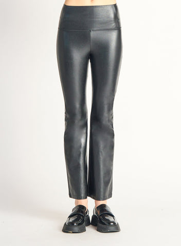 Dex Ladies Flared Faux Leather Black Legging