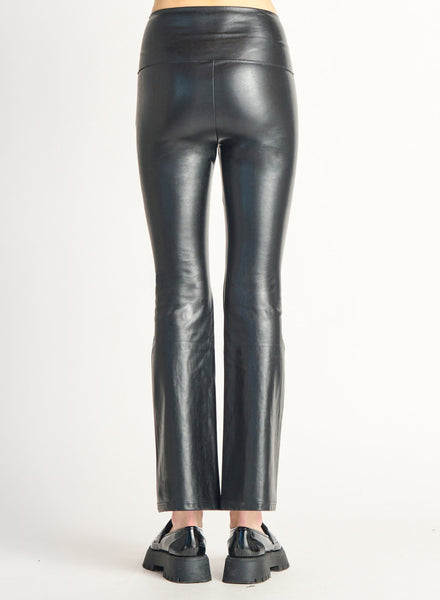 Dex Ladies Flared Faux Leather Black Legging