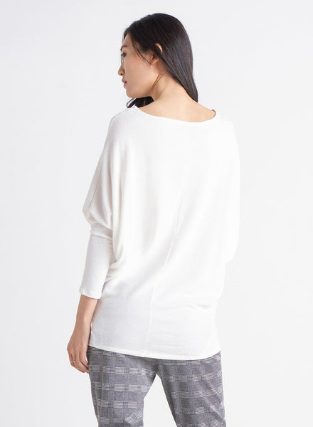 Dex Ladies Dolman Sleeve Ivory Knit Top