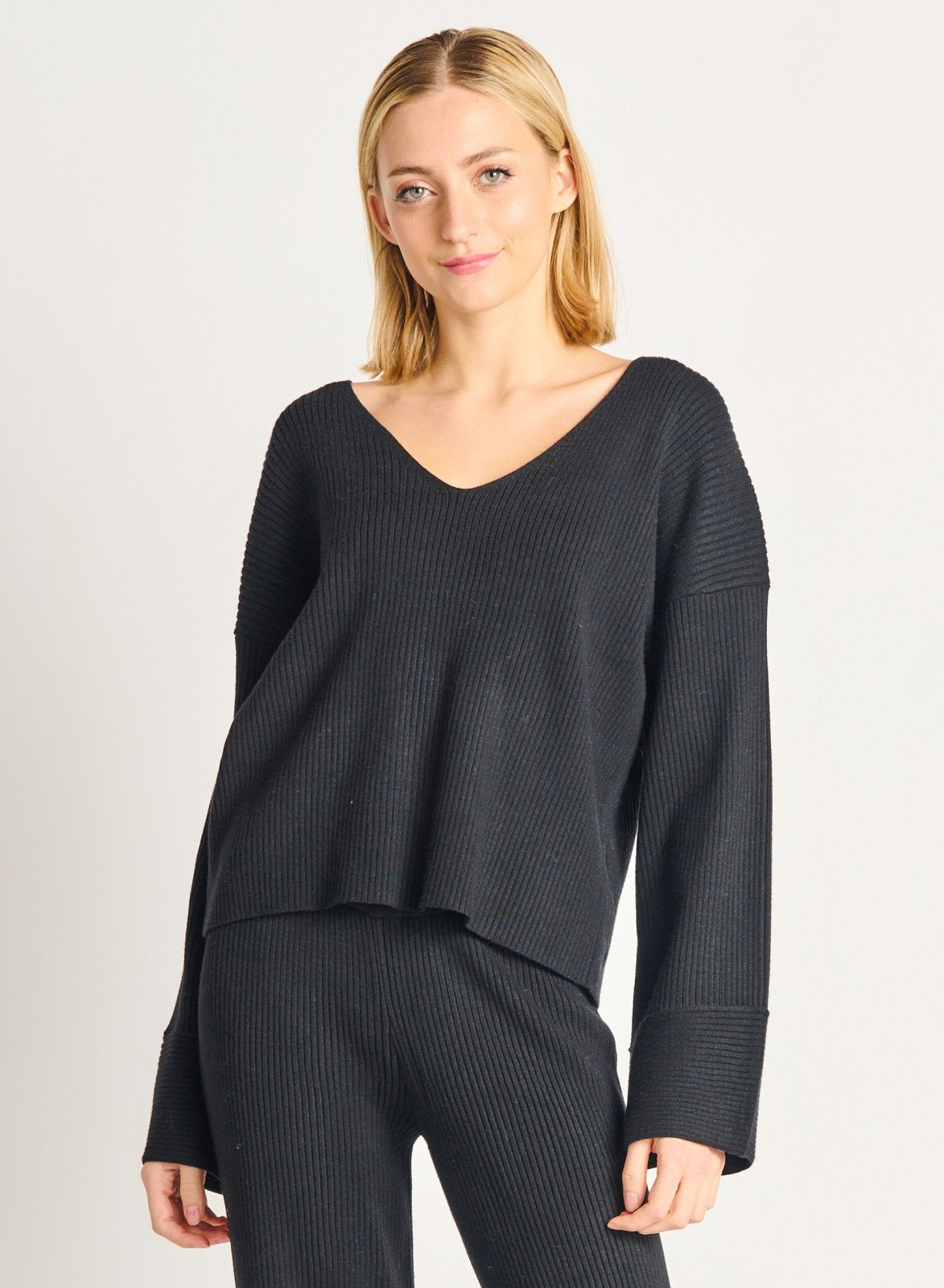 Dex Ladies Wide Sleeve Ribbed Sweater