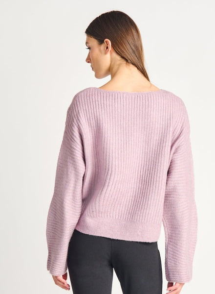 Dex Ladies Wide Ribbed Lilac Melange Sweater