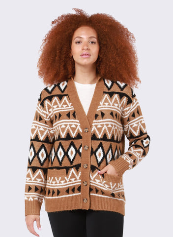 Dex Ladies Fairisle Button Front Cardigan