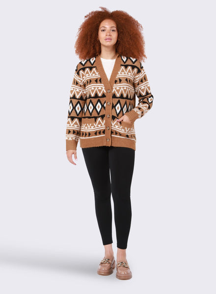 Dex Ladies Fairisle Button Front Cardigan