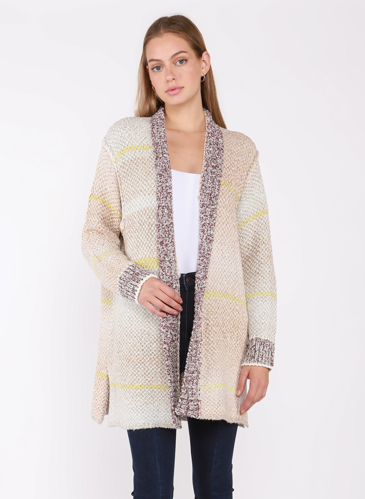 Dex Ladies Patchwork Multi Coloured Cardigan