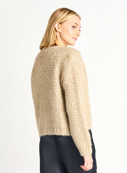 Dex Ladies Lurex Boucle Stone/Lurex Gold Cardigan