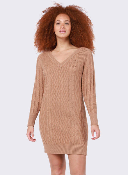 Dex Ladies Cable Knit Sweater Dress