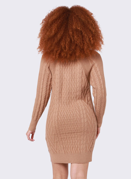 Dex Ladies Cable Knit Sweater Dress