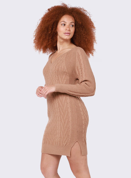 Dex Ladies Cable Knit Sweater Dress