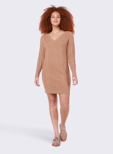 Dex Ladies Cable Knit Sweater Dress