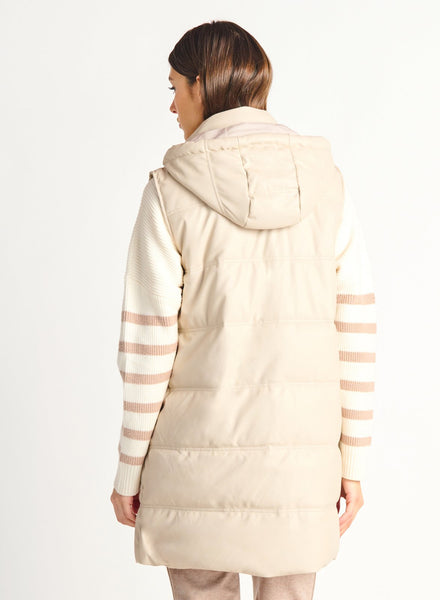 Dex Ladies Faux Leather Sandstone Puffer Vest