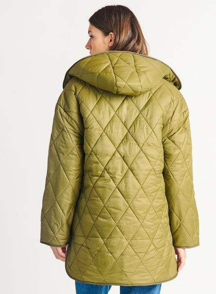 Dex Ladies Sherpa Lined Quilted Olive Green Jacket