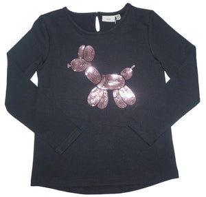 Mid Girls Black LS Top