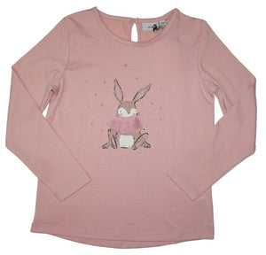 Mid Girls Pink LS Bunny Top