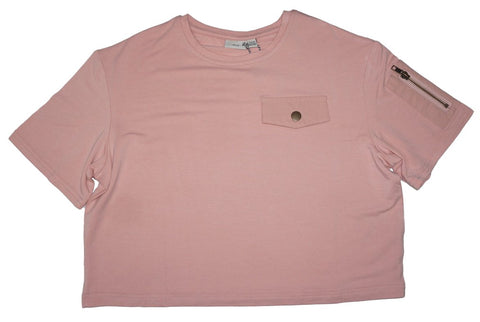 Mid Girls Pink SS Crop Tshirt