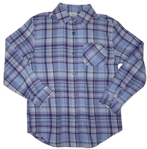 Mid Girls Egret Plaid LS Tunic Shirt