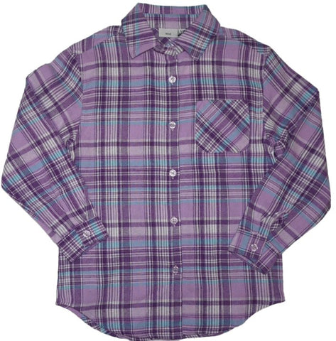 Mid Girls Orchid Plaid LS Tunic Shirt