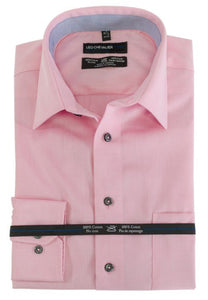 Leo Chevalier Mens Dusty Rose Regular Fit 100% Cotton No Iron Dress Shirt