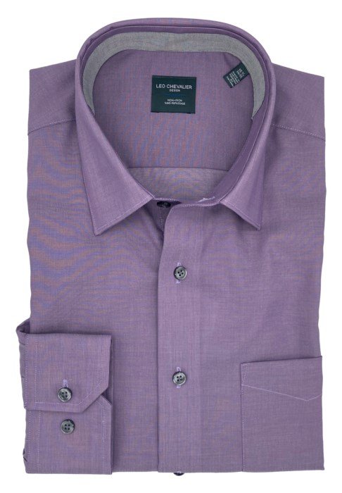 Leo Chevalier Mens New Mauve Regular Fit 100% Cotton No Iron Dress Shirt