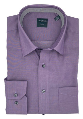 Leo Chevalier Mens New Mauve Regular Fit 100% Cotton No Iron Dress Shirt