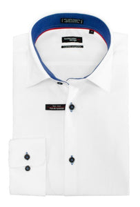 Leo Chevalier Mens White Red Label Fitted Micro Poly Dress Shirt