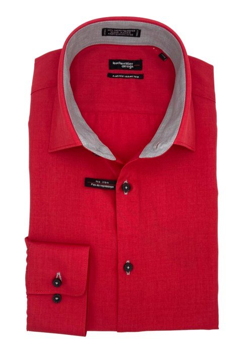 Leo Chevalier Mens Red Red Label Micro Poly Adjusted Fit Dress Shirt