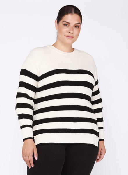 Dex Ladies Crew Neck Stripe Sweater