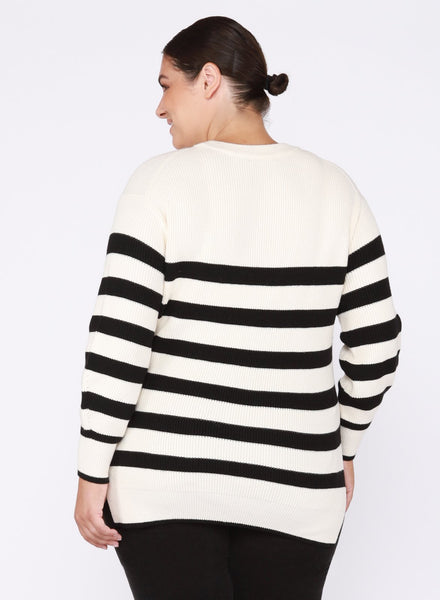 Dex Ladies Crew Neck Stripe Sweater