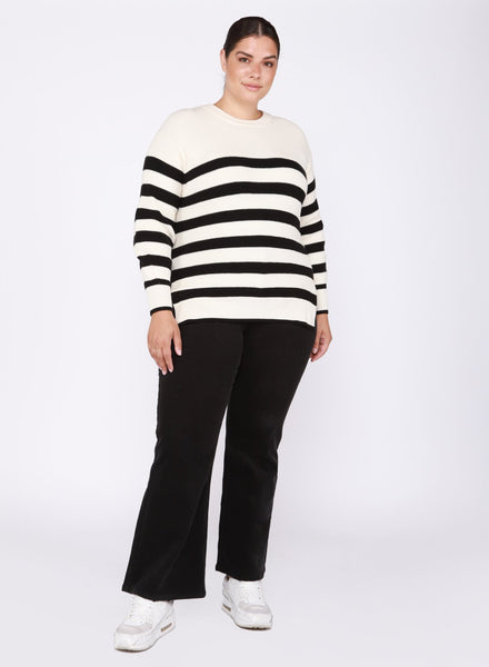 Dex Ladies Crew Neck Stripe Sweater