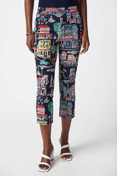 Joseph Ribkoff Ladies Midnight Blue Scenery Print Pull On Pant