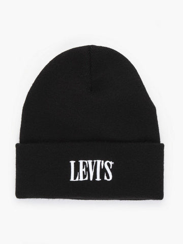 Levi Smaller Serif Logo Regular Black Beanie