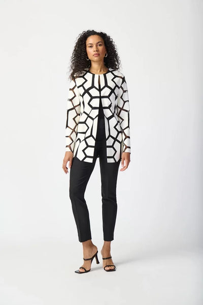 Joseph Ribkoff Ladies Laser-Cut Leatherette on Mesh Jacket