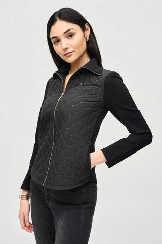 Joseph Ribkoff Ladies Black Heavy Knit Jacket w/Quilted Front