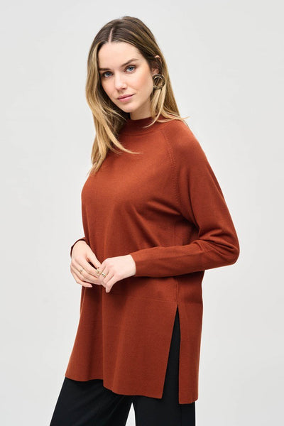 Joseph Ribkoff Ladies Cinnamon Sweater Knit Mock Neck Top