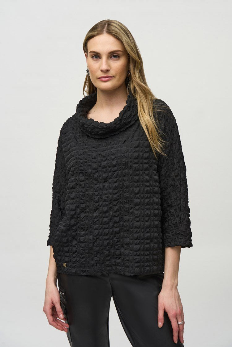 Joseph Ribkoff Ladies Black Woven Jaquard Boxy Top