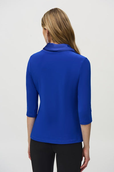 Joseph Ribkoff Ladies Royal Sapphire Silky Knit and Satin Fitted Top