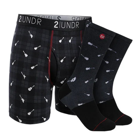 2Undr Mens Rockin Plaid Boxer Brief/Sock Pack